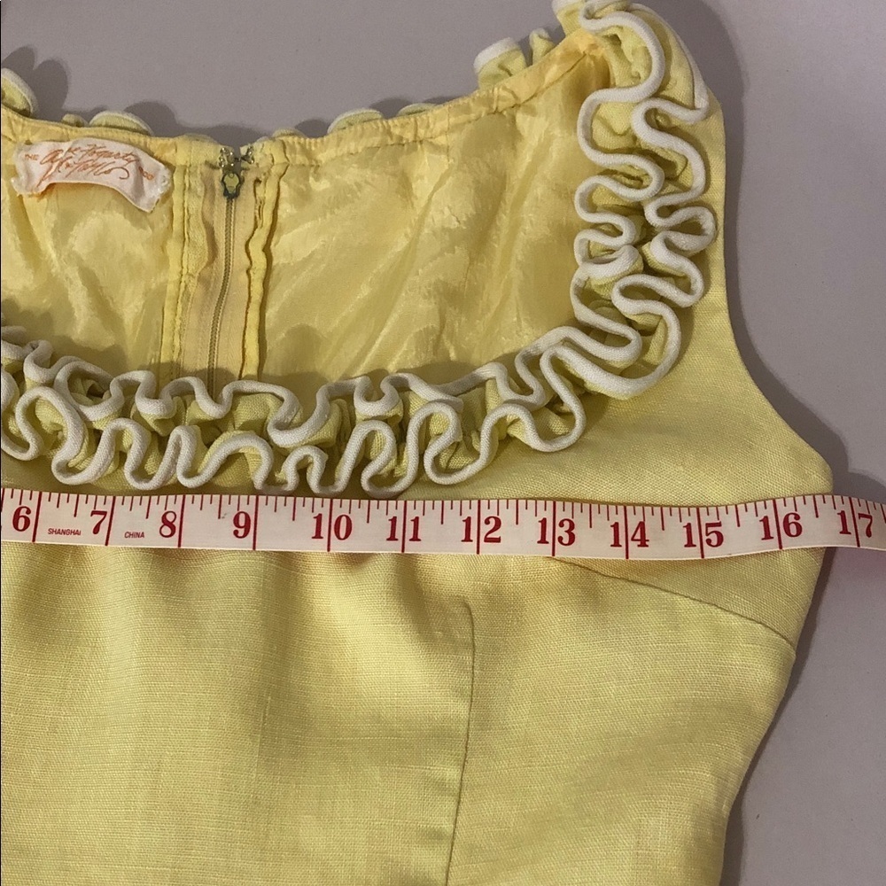 Vintage The Anne Fogarty Room Chic Yellow Ruffle Neckline Mini Dress - Picture 10 of 11